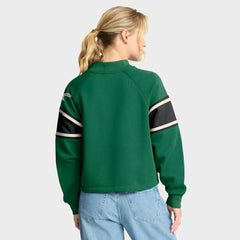 Philadelphia Eagles Oversized Hometown Toss Sweep Mock Neck Pullover - Kelly Green - Fanatics