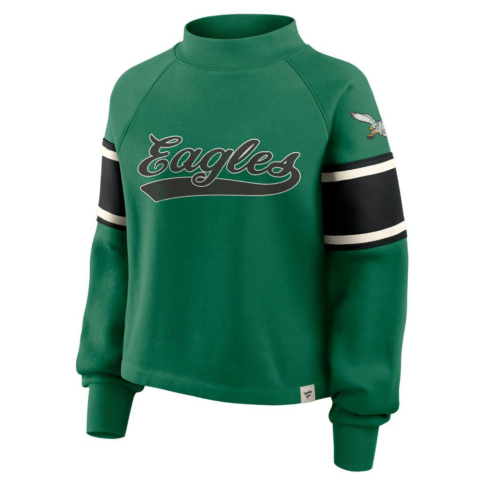Philadelphia Eagles Oversized Hometown Toss Sweep Mock Neck Pullover - Kelly Green - Fanatics
