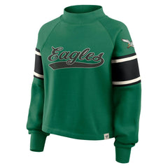 Philadelphia Eagles Oversized Hometown Toss Sweep Mock Neck Pullover - Kelly Green - Fanatics