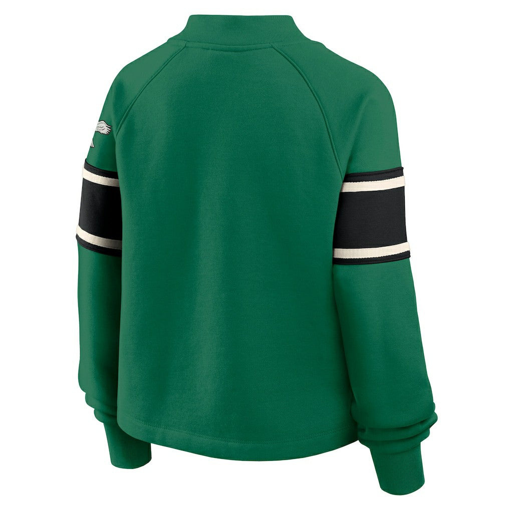 Philadelphia Eagles Oversized Hometown Toss Sweep Mock Neck Pullover - Kelly Green - Fanatics