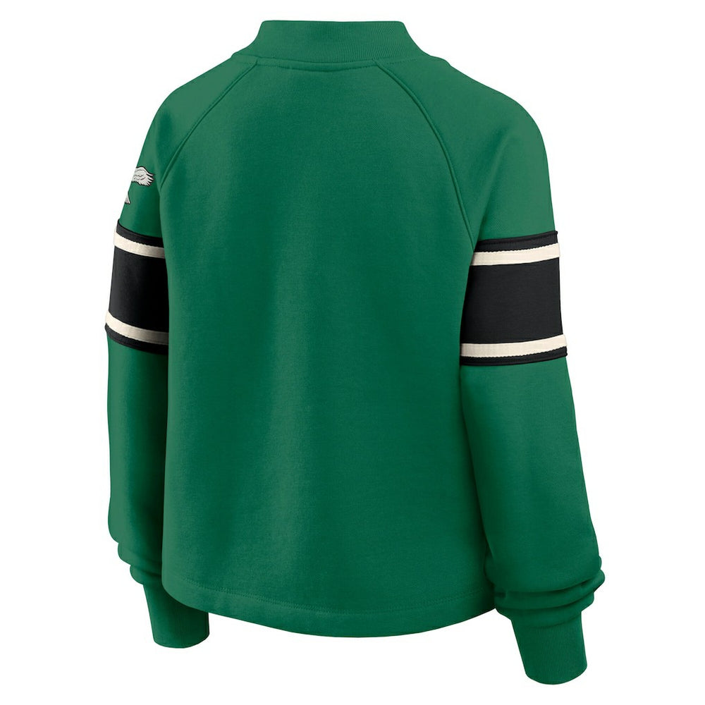 Philadelphia Eagles Oversized Hometown Toss Sweep Mock Neck Pullover - Kelly Green - Fanatics