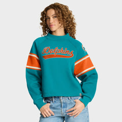 Miami Dolphins Oversized Hometown Toss Sweep Mock Neck Pullover - Aqua - Fanatics