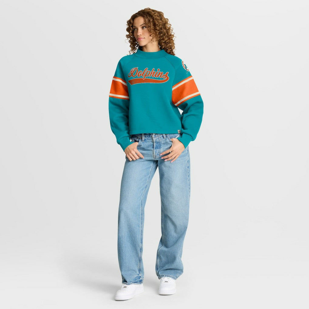 Miami Dolphins Oversized Hometown Toss Sweep Mock Neck Pullover - Aqua - Fanatics