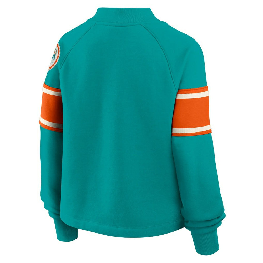 Miami Dolphins Oversized Hometown Toss Sweep Mock Neck Pullover - Aqua - Fanatics