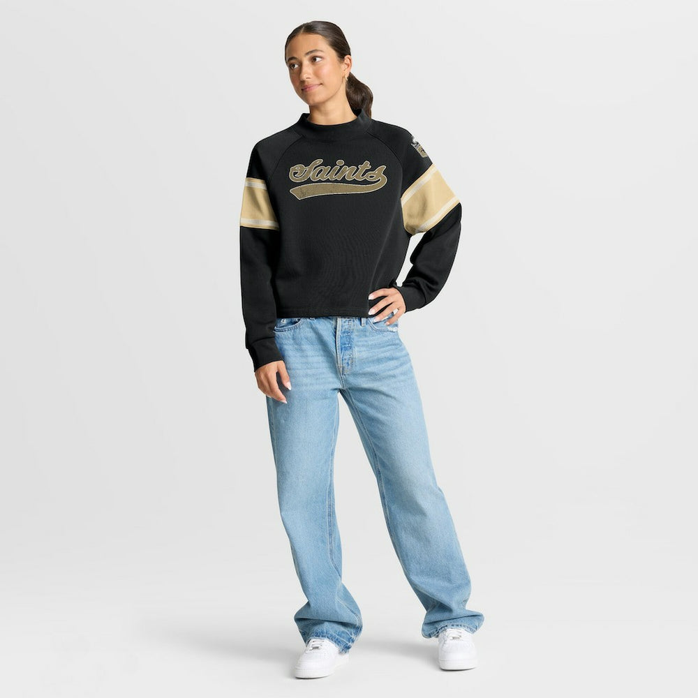 New Orleans Saints Oversized Hometown Toss Sweep Mock Neck Pullover - Black - Fanatics