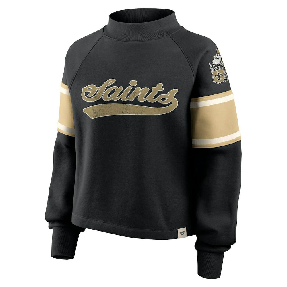 New Orleans Saints Oversized Hometown Toss Sweep Mock Neck Pullover - Black - Fanatics