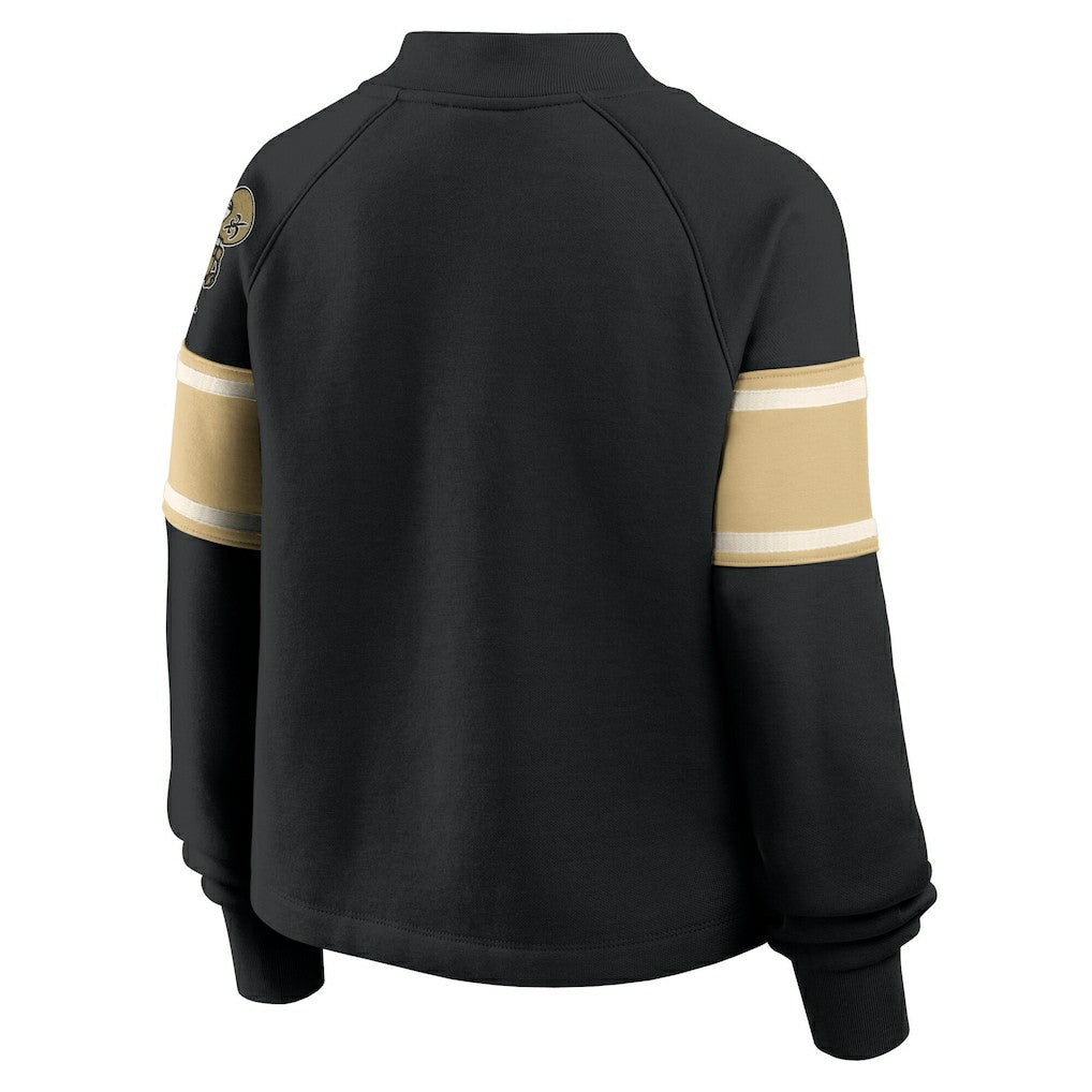 New Orleans Saints Oversized Hometown Toss Sweep Mock Neck Pullover - Black - Fanatics