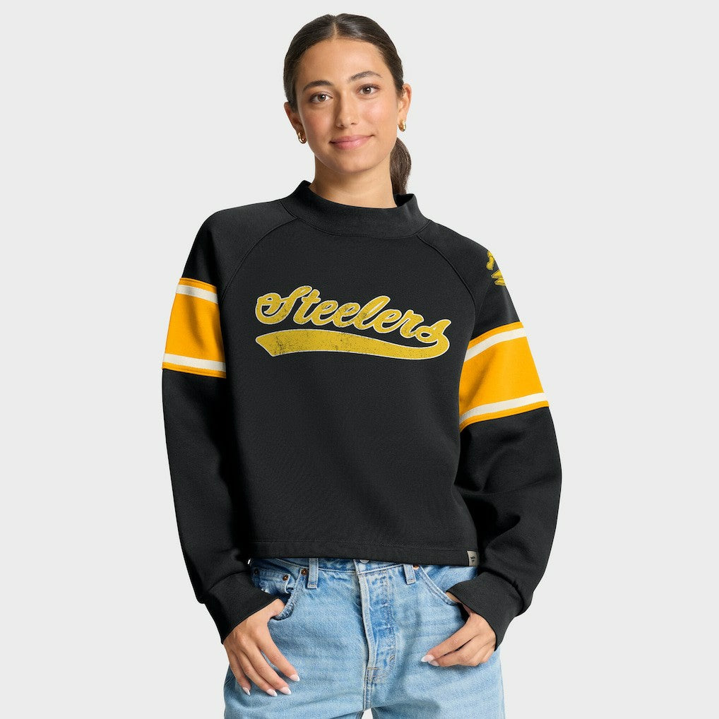 Pittsburgh Steelers Oversized Hometown Toss Sweep Mock Neck Pullover - Black - Fanatics