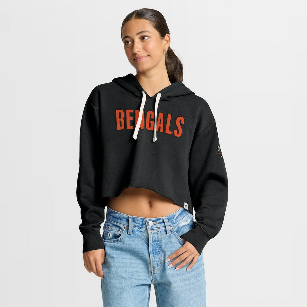 Cincinnati Bengals Women's Oversized Hometown Heritage Cropped Hoodie - Black - Fanatics