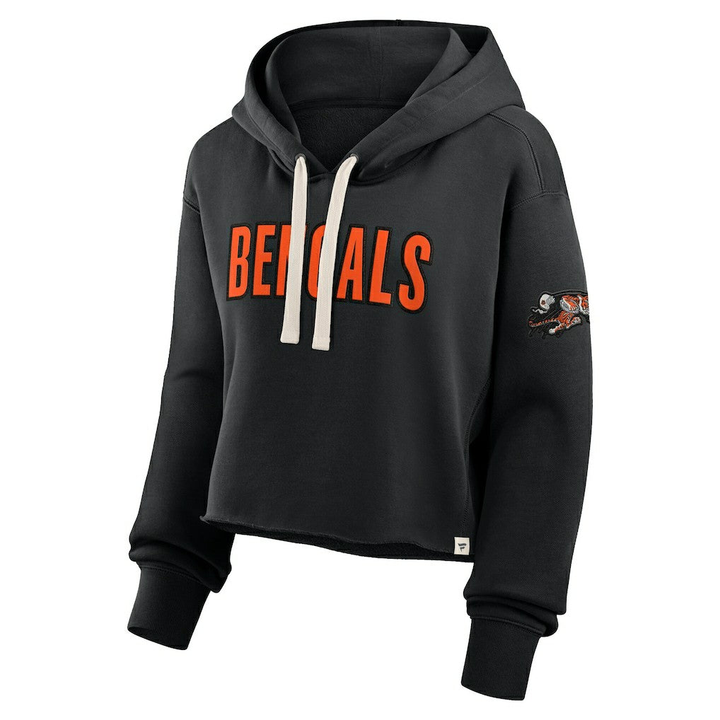 Cincinnati Bengals Women's Oversized Hometown Heritage Cropped Hoodie - Black - Fanatics