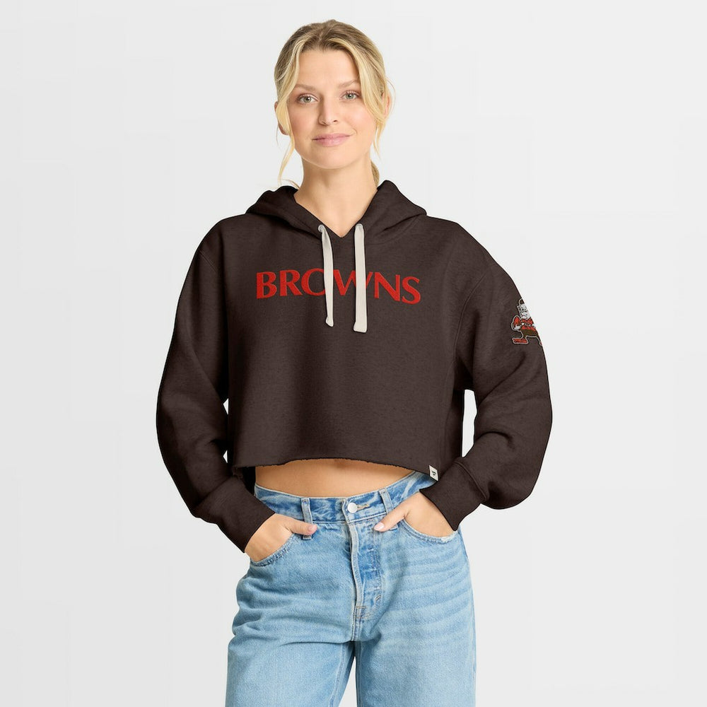 Cleveland Browns Women's Oversized Hometown Heritage Cropped Hoodie - Brown - Fanatics