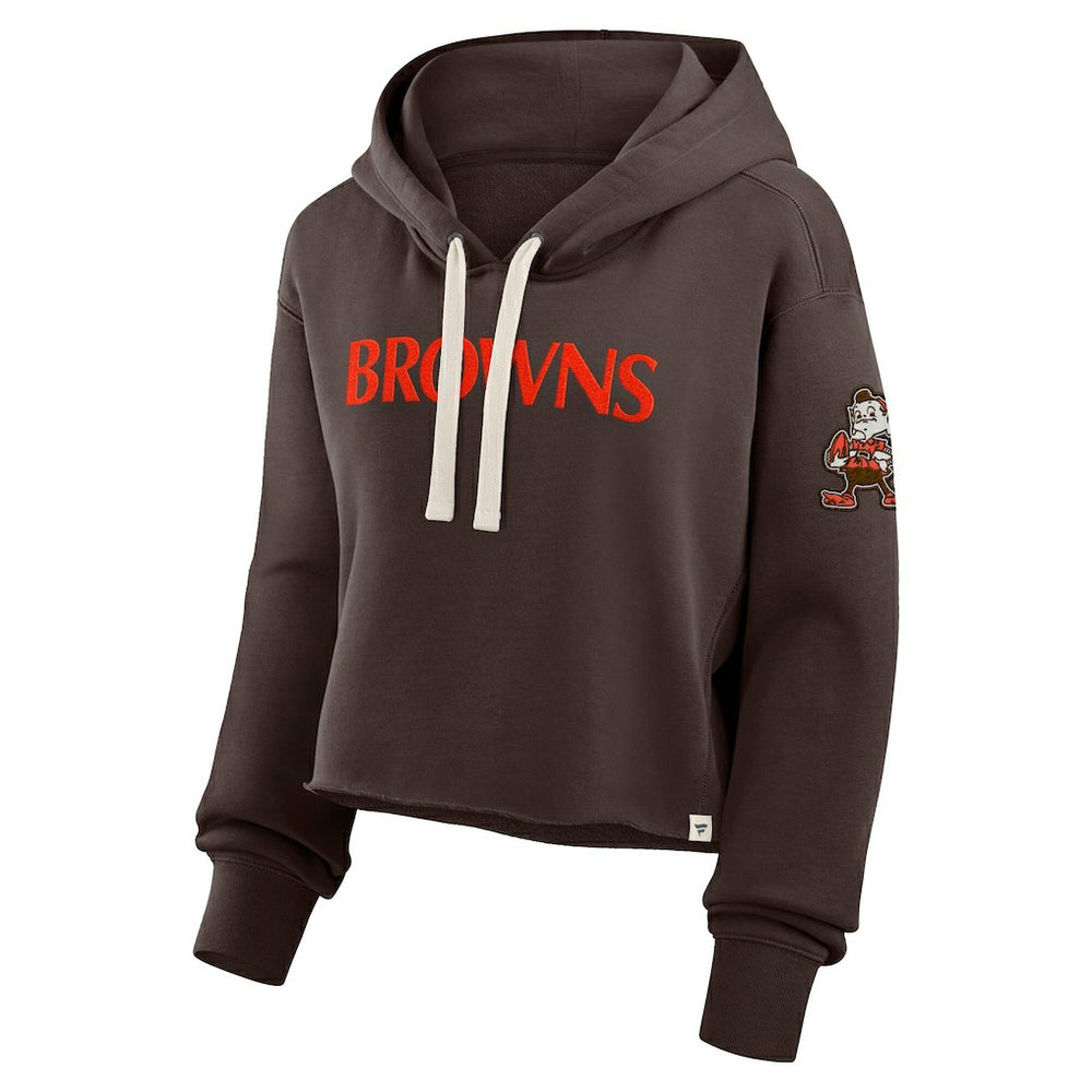 Cleveland Browns Women's Oversized Hometown Heritage Cropped Hoodie - Brown - Fanatics