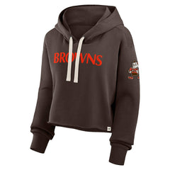 Cleveland Browns Women's Oversized Hometown Heritage Cropped Hoodie - Brown - Fanatics