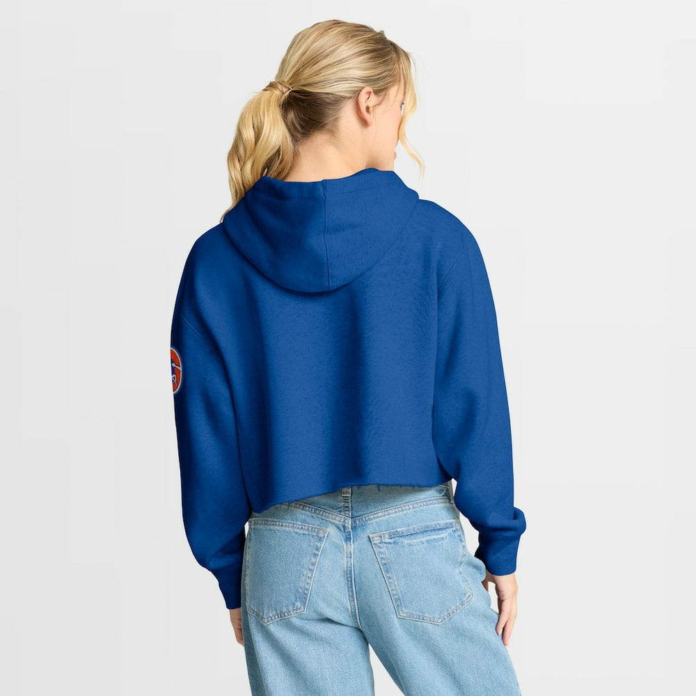 Denver Broncos Women's Oversized Hometown Heritage Cropped Hoodie - Royal - Fanatics