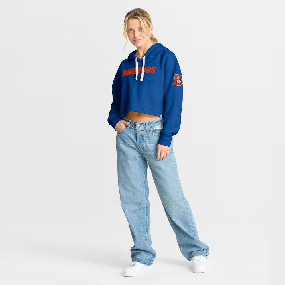 Denver Broncos Women's Oversized Hometown Heritage Cropped Hoodie - Royal - Fanatics
