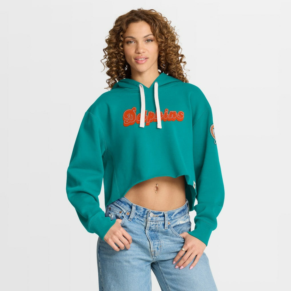 Miami Dolphins Women's Oversized Hometown Heritage Cropped Hoodie - Aqua - Fanatics