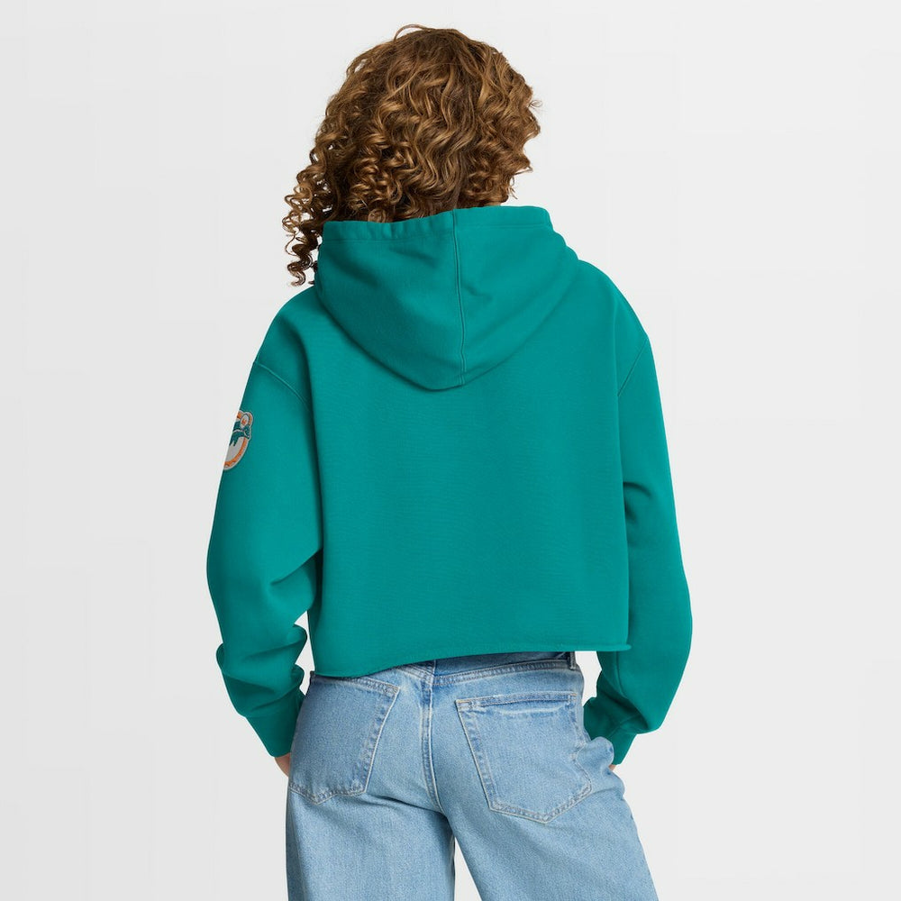 Miami Dolphins Women's Oversized Hometown Heritage Cropped Hoodie - Aqua - Fanatics