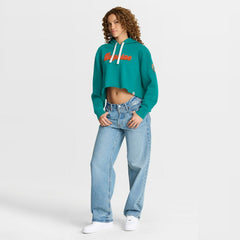 Miami Dolphins Women's Oversized Hometown Heritage Cropped Hoodie - Aqua - Fanatics