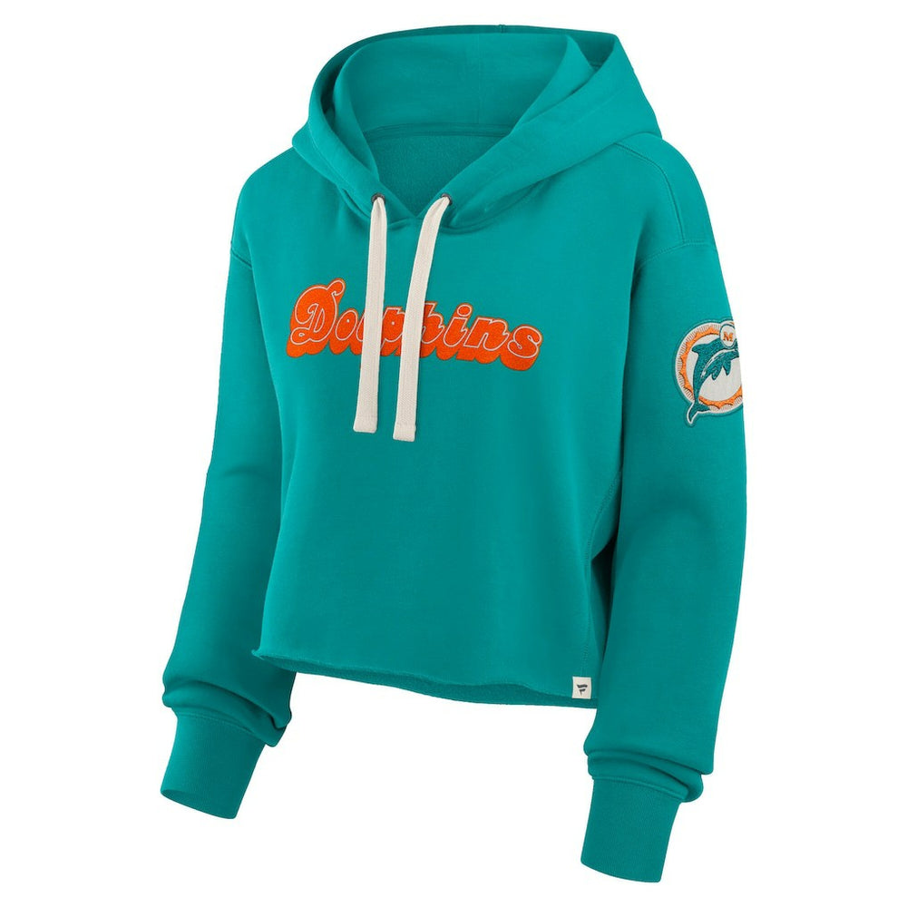 Miami Dolphins Women's Oversized Hometown Heritage Cropped Hoodie - Aqua - Fanatics