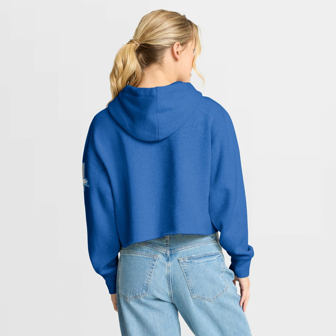 Detroit Lions Women's Oversized Hometown Heritage Cropped Hoodie - Blue - Fanatics