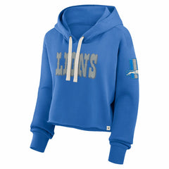 Detroit Lions Women's Oversized Hometown Heritage Cropped Hoodie - Blue - Fanatics