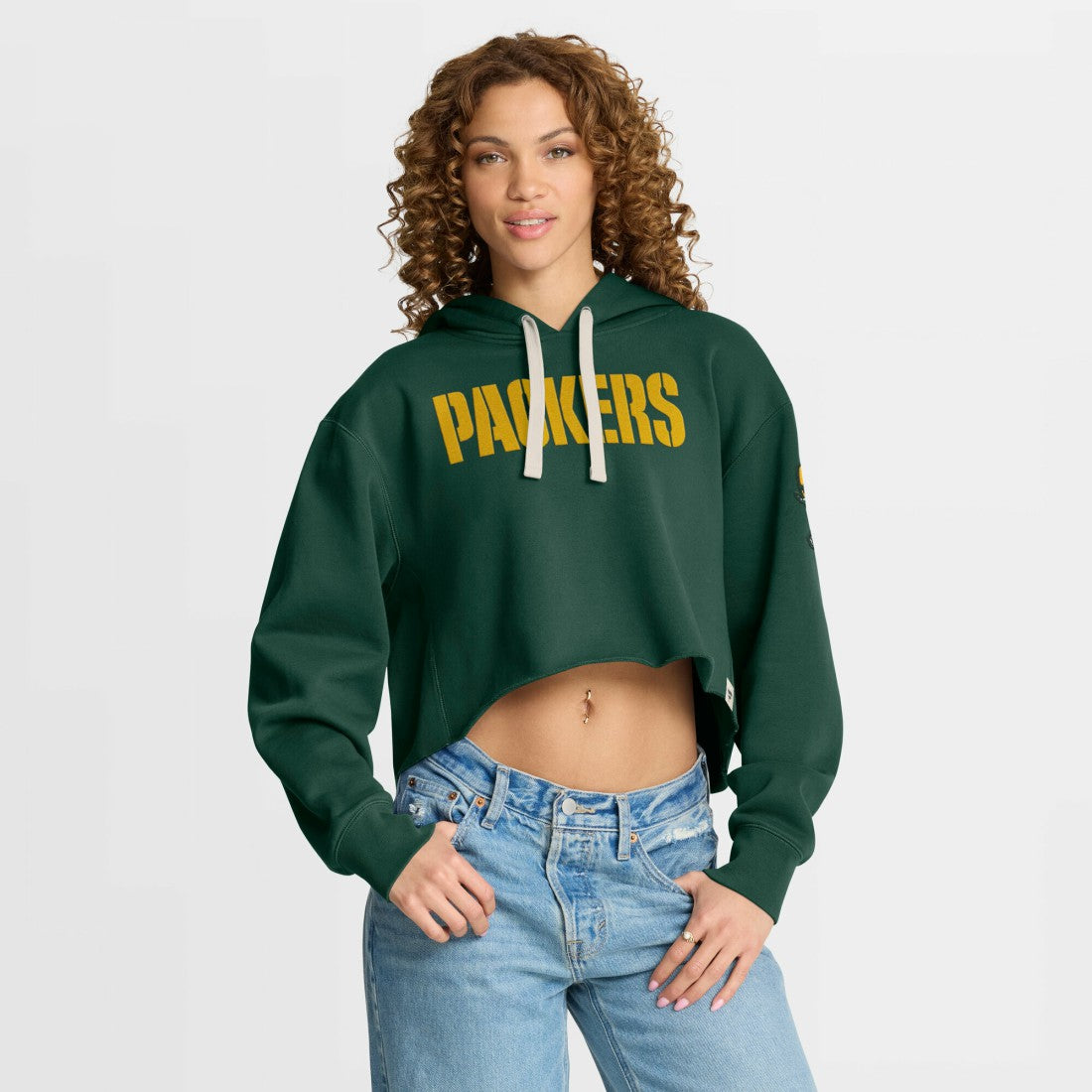 Green Bay Packers Women's Oversized Hometown Heritage Cropped Hoodie - Green - Fanatics