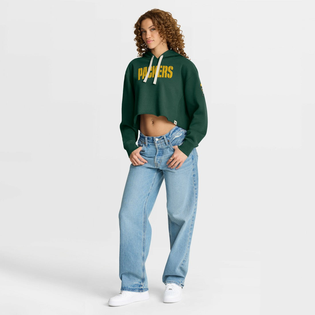 Green Bay Packers Women's Oversized Hometown Heritage Cropped Hoodie - Green - Fanatics
