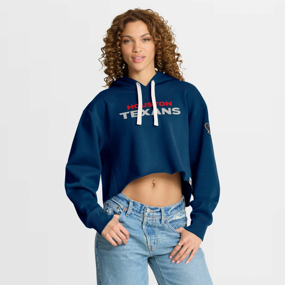 Houston Texans Women's Oversized Hometown Heritage Cropped Hoodie - Navy - Fanatics