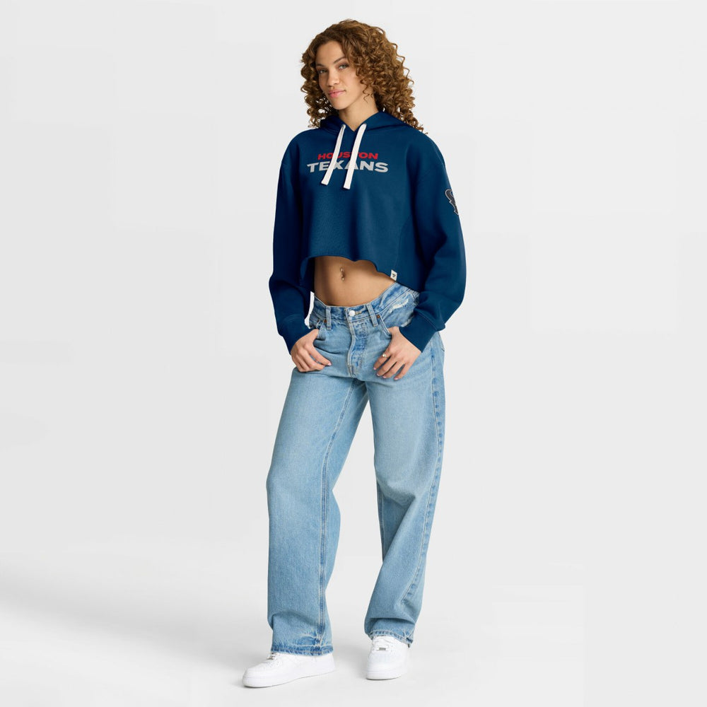 Houston Texans Women's Oversized Hometown Heritage Cropped Hoodie - Navy - Fanatics