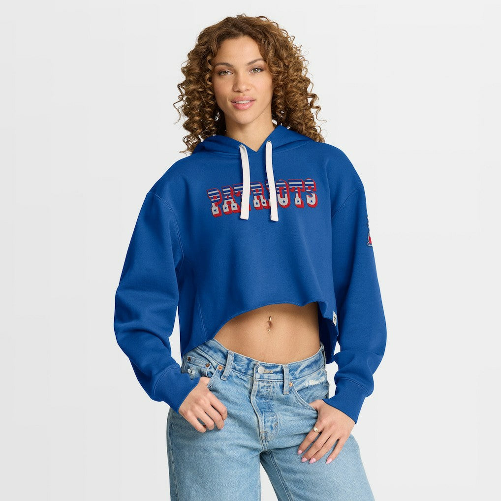 New England Patriots Women's Oversized Hometown Heritage Cropped Hoodie - Royal - Fanatics