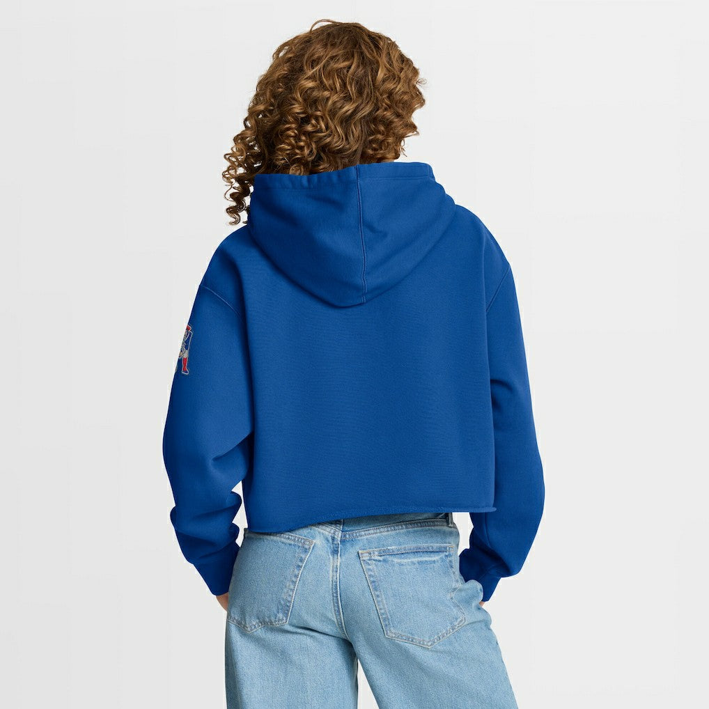 New England Patriots Women's Oversized Hometown Heritage Cropped Hoodie - Royal - Fanatics