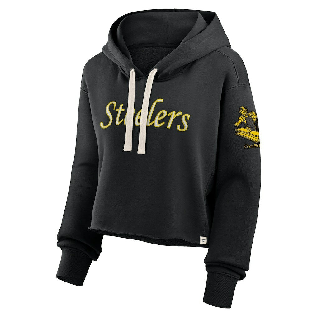 Pittsburgh Steelers Women's Oversized Hometown Heritage Cropped Hoodie - Black - Fanatics
