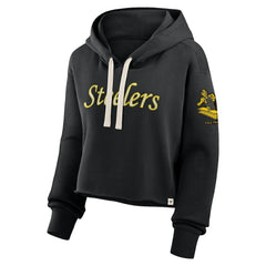 Pittsburgh Steelers Women's Oversized Hometown Heritage Cropped Hoodie - Black - Fanatics