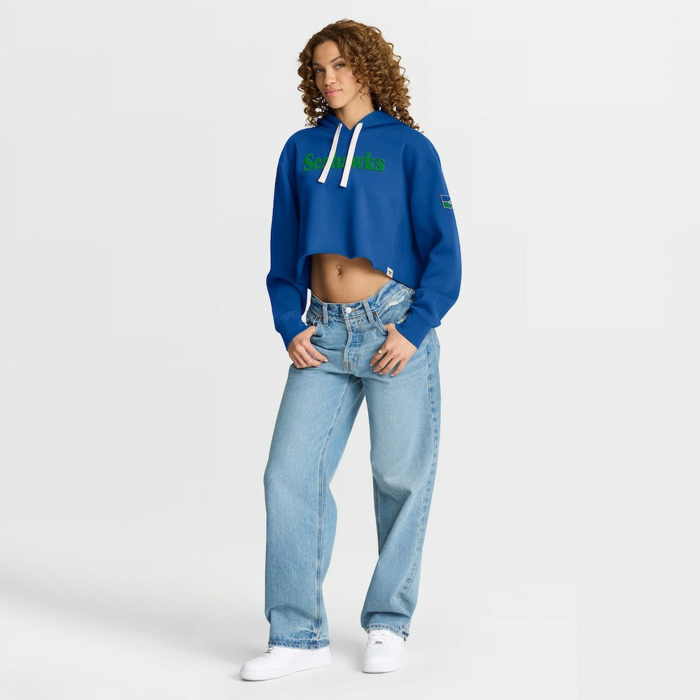 Seattle Seahawks Women's Oversized Hometown Heritage Cropped Hoodie - Royal - Fanatics