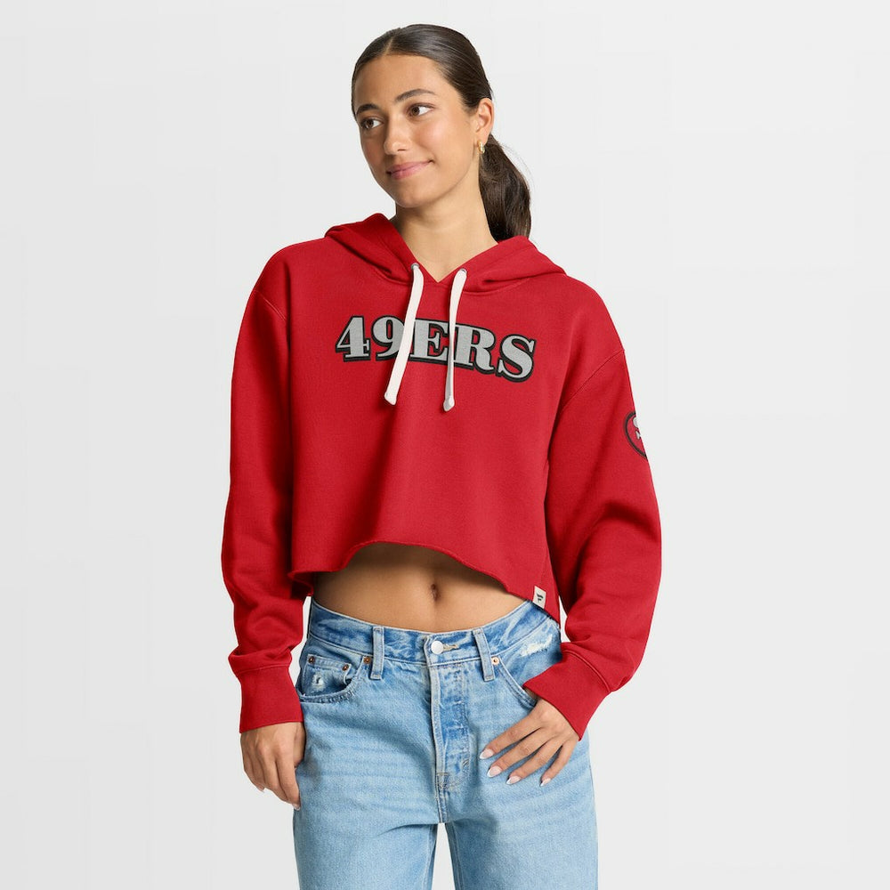 San Francisco 49ers Women's Oversized Hometown Heritage Cropped Hoodie - Scarlet - Fanatics