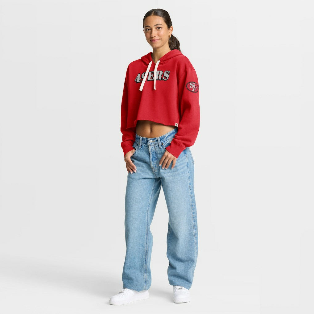 San Francisco 49ers Women's Oversized Hometown Heritage Cropped Hoodie - Scarlet - Fanatics