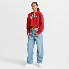 San Francisco 49ers Women's Oversized Hometown Heritage Cropped Hoodie - Scarlet - Fanatics