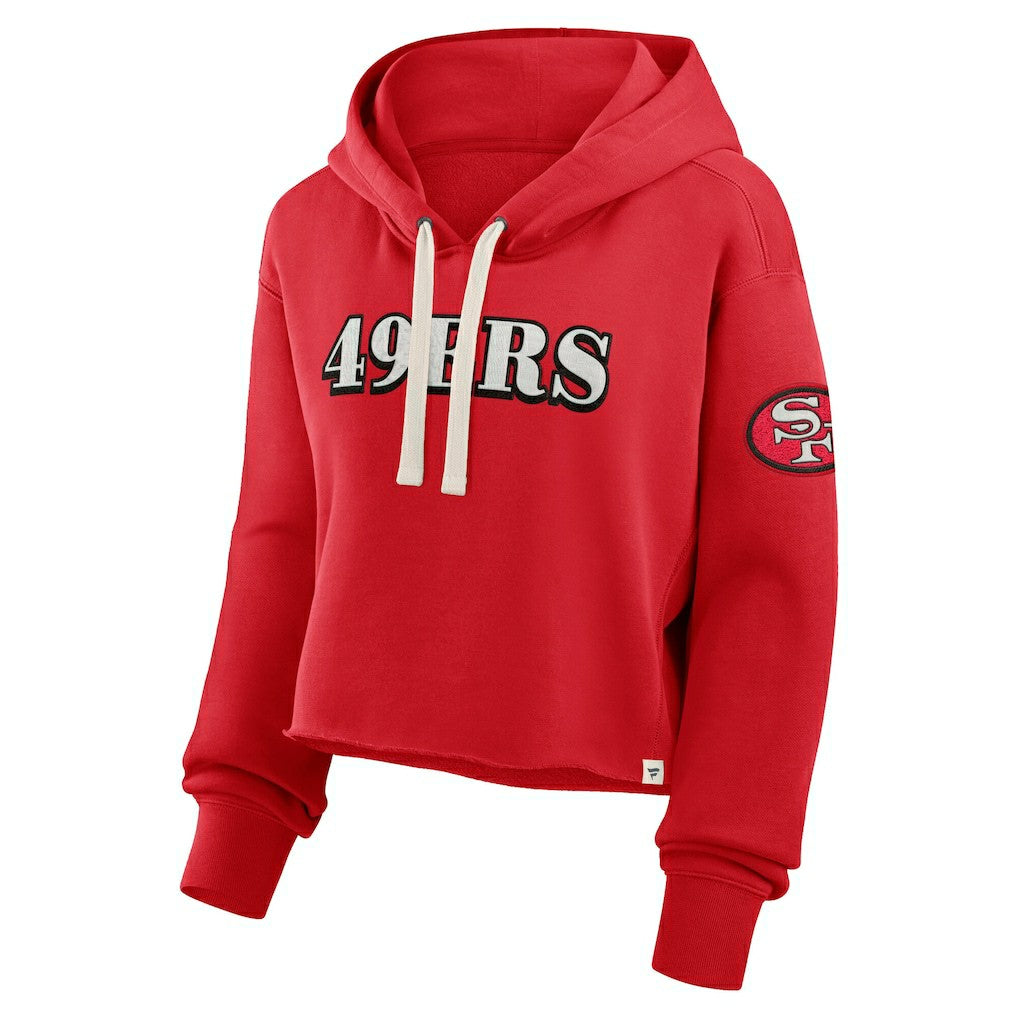 San Francisco 49ers Women's Oversized Hometown Heritage Cropped Hoodie - Scarlet - Fanatics