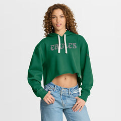 Philadelphia Eagles Women's Oversized Hometown Heritage Cropped Hoodie - Kelly Green - Fanatics