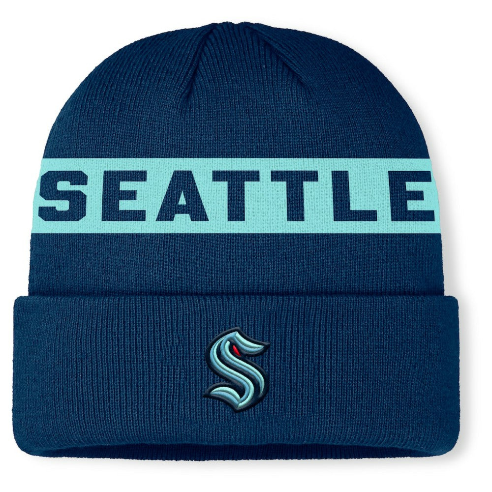 Seattle Kraken Fanatics Authentic Pro Rink Cuffed Knit Hat - Deep Sea Blue | Fanatics sale