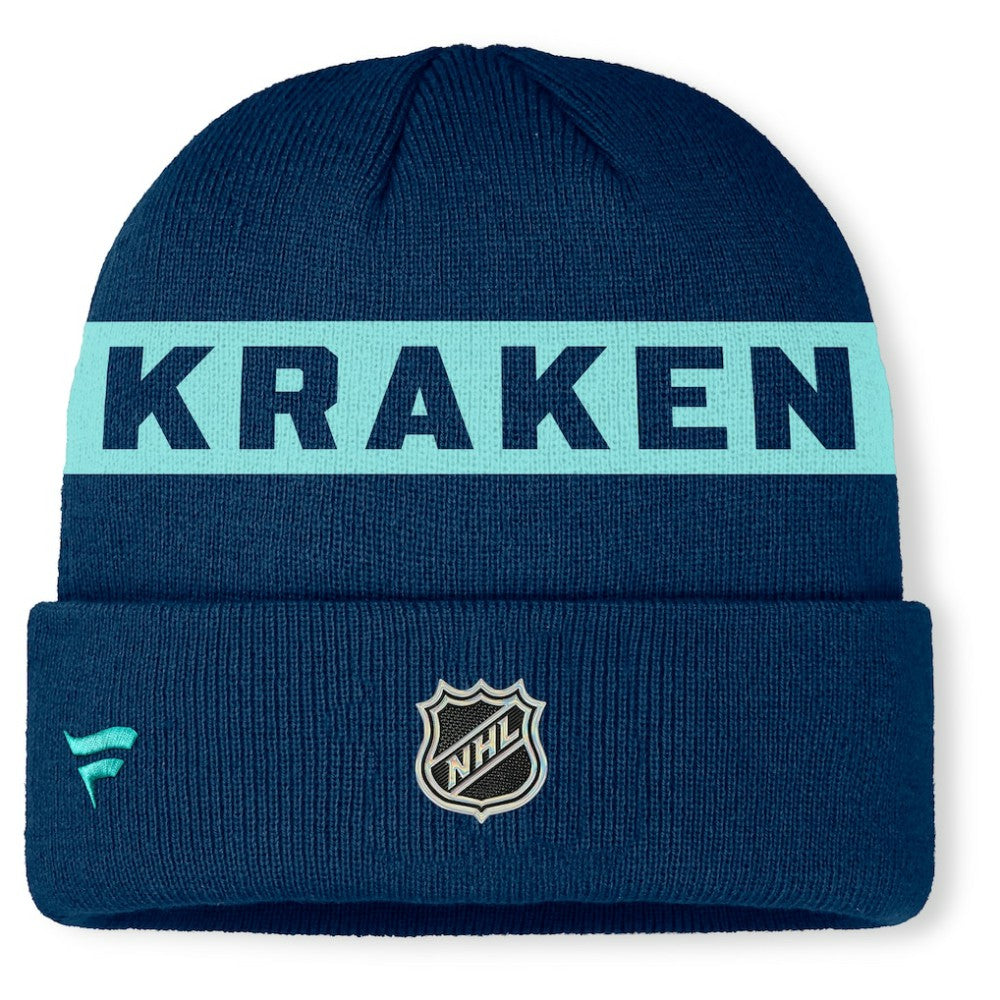 Seattle Kraken Fanatics Authentic Pro Rink Cuffed Knit Hat - Deep Sea Blue | Fanatics sale