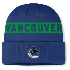Vancouver Canucks Fanatics Authentic Pro Rink Cuffed Knit Hat - Blue | Fanatics Clearance