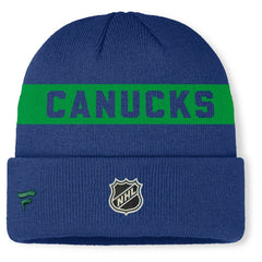 Vancouver Canucks Fanatics Authentic Pro Rink Cuffed Knit Hat - Blue | Fanatics Clearance
