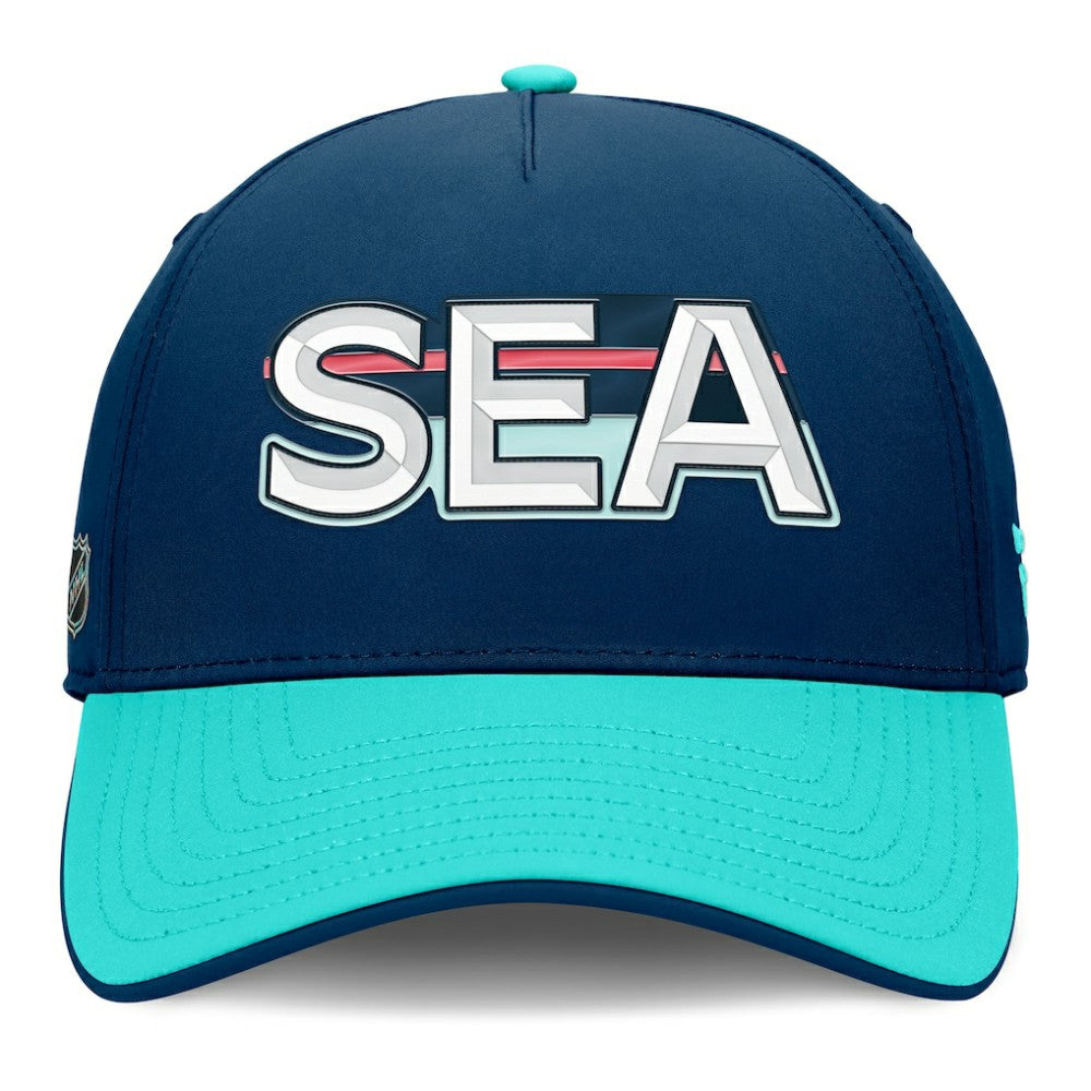 Seattle Kraken Fanatics Authentic Pro Rink Team Code Flex Hat - Deep Sea Blue/Light Blue | Fanatics Lifestyle