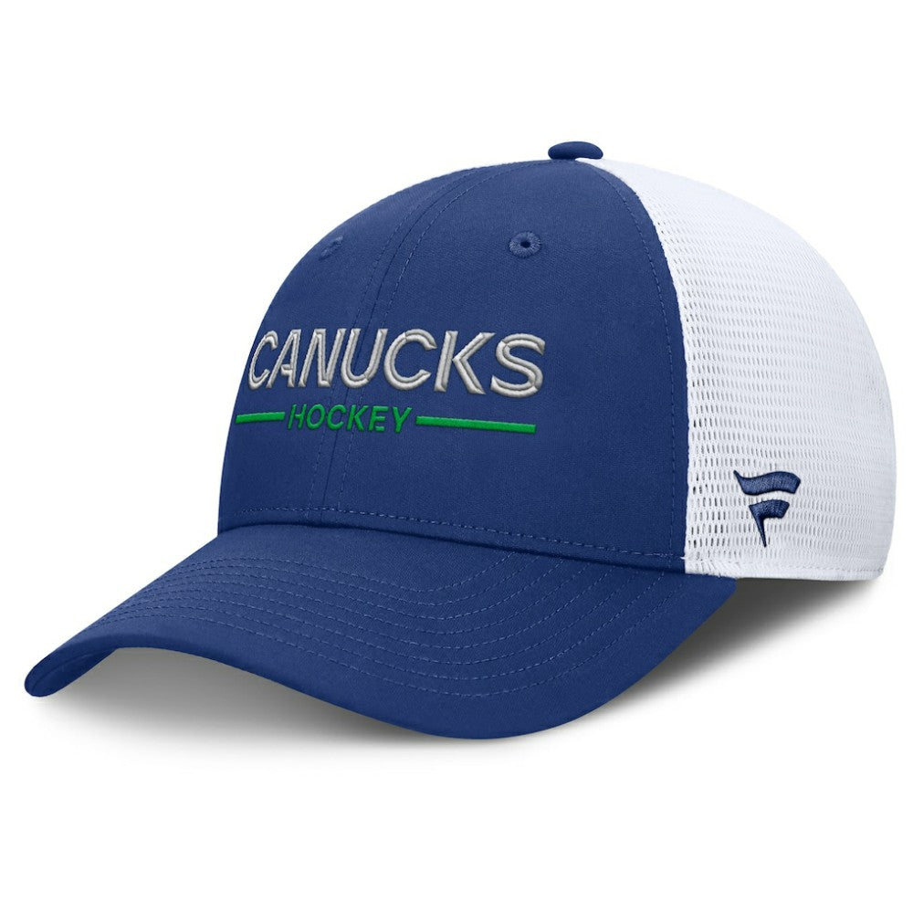 Vancouver Canucks Fanatics Authentic Pro Rink Lockup Adjustable Trucker Hat - Blue/White | Fanatics near me