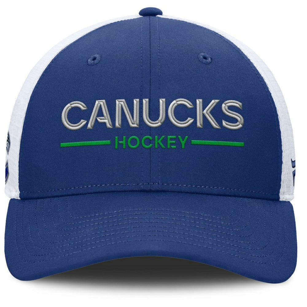 Vancouver Canucks Fanatics Authentic Pro Rink Lockup Adjustable Trucker Hat - Blue/White | Fanatics near me