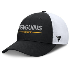 Pittsburgh Penguins Fanatics Authentic Pro Rink Lockup Adjustable Trucker Hat - Black/White | Fanatics Lifestyle