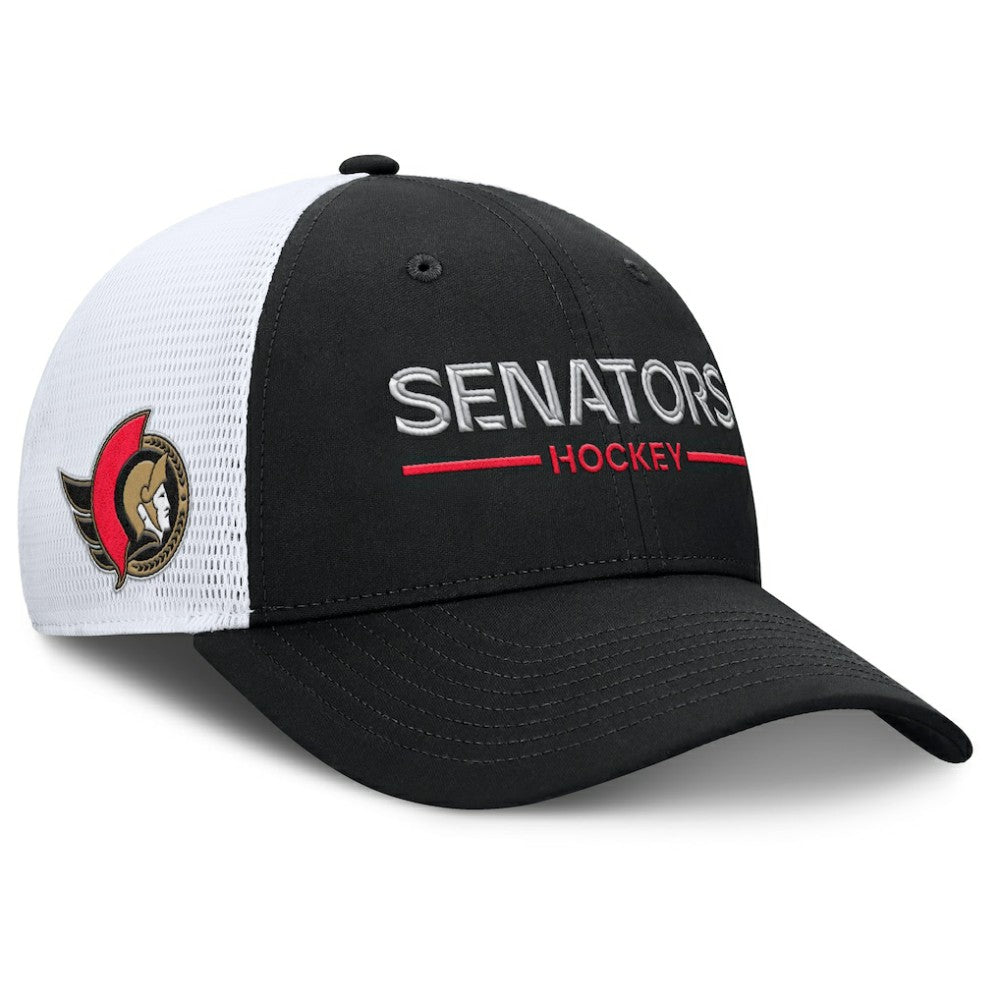 Ottawa Senators Fanatics Authentic Pro Rink Lockup Adjustable Trucker Hat - Black/White | Fanatics Clearance