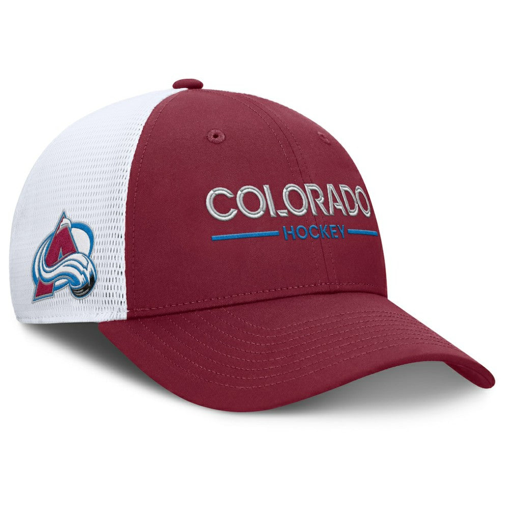 Colorado Avalanche Fanatics Authentic Pro Rink Lockup Adjustable Trucker Hat - Burgundy/White | Fanatics discount