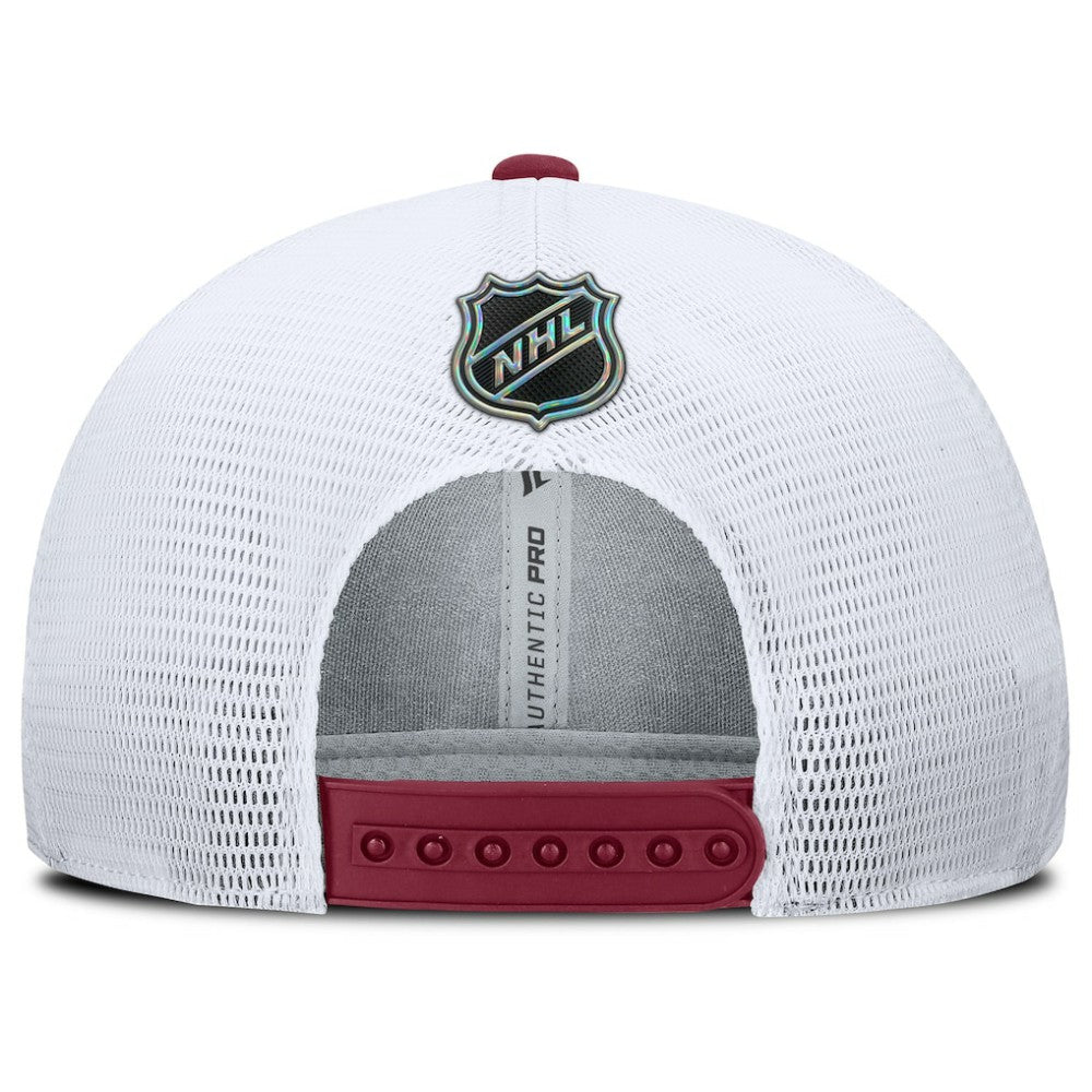 Colorado Avalanche Fanatics Authentic Pro Rink Lockup Adjustable Trucker Hat - Burgundy/White | Fanatics discount
